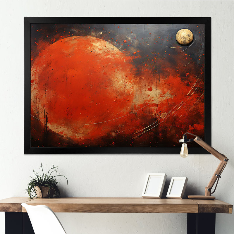 Noir et rouge, planète Mars - Art mural, Cadre d'angle fermé noir, H 12 po x l 20 po x P 1 po