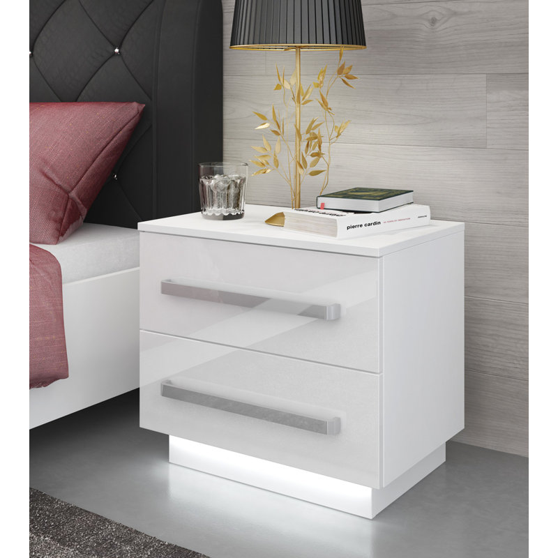 Varonique 55cm W Plywood / Laminate Board Bedside Table, White