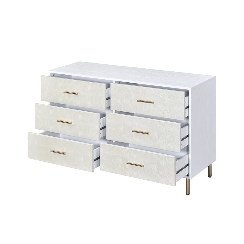 Commode blanche, champagne et or Myles