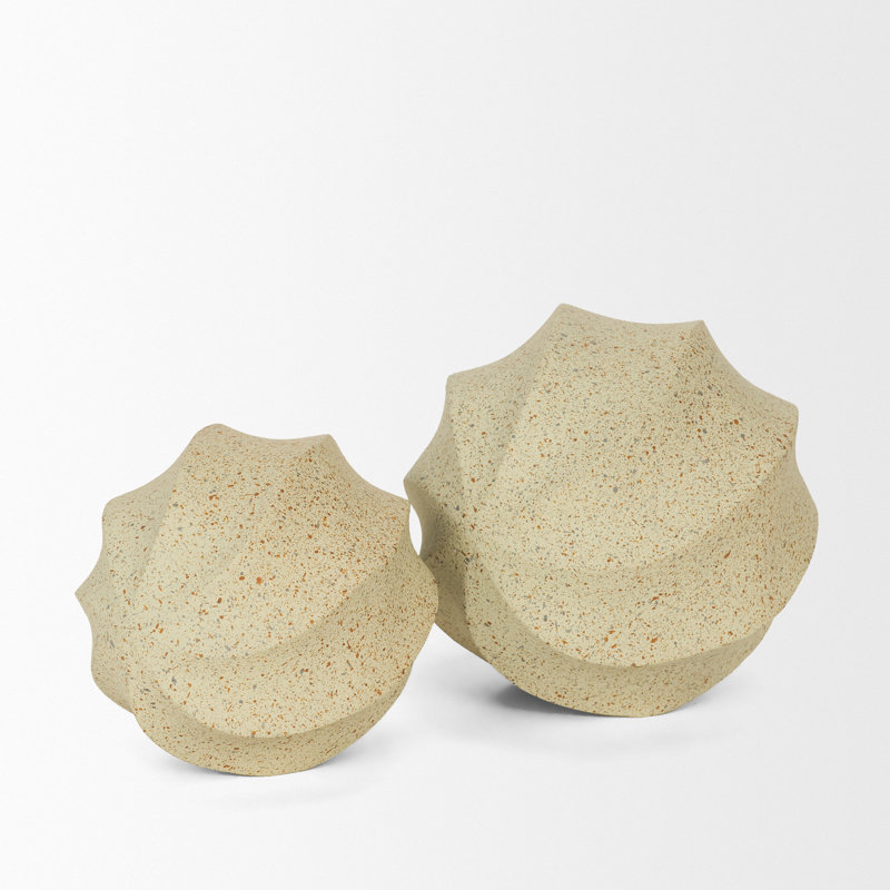 Grand objet décoratif en métal texturé Imani Imani, Beige, H 5,25 po x l 5 po x P 5 po