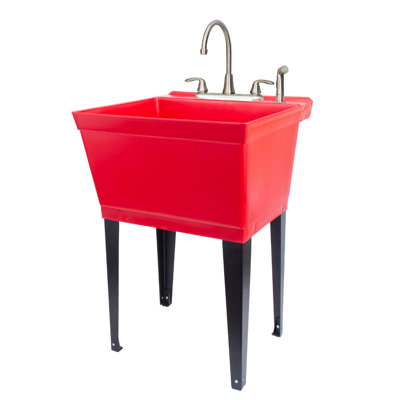23.5'' L x 22.88'' W Freestanding Laundry Sink with Faucet