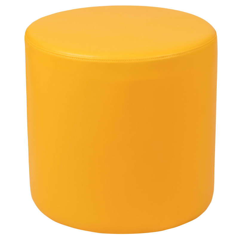 Yellow Plywood Round Classroom Ottoman with Leveling Glides