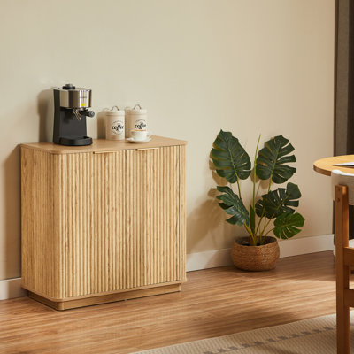 Buffet 31,5 po avec rangement ondulé courbé pour chambre à coucher, salon, couloir, chêne, l 31,5 po x P 15,75 po x H 31,5 po.
