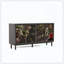 Buffet moderne en placage de frêne massif avec 3 portes, 3 tiroirs, une tablette semi-ouverte et une découpe centrale semi-circulaire dans le panneau arrière, grande armoire de rangement pour le salon, le couloir, la salle à manger