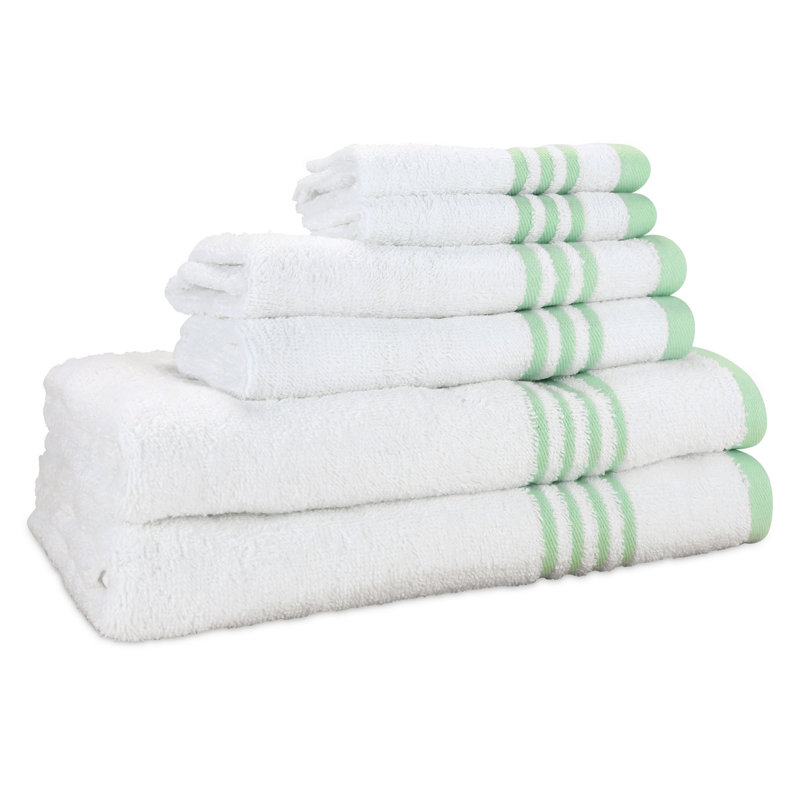 6 débarbouillettes, Blanc / Vert