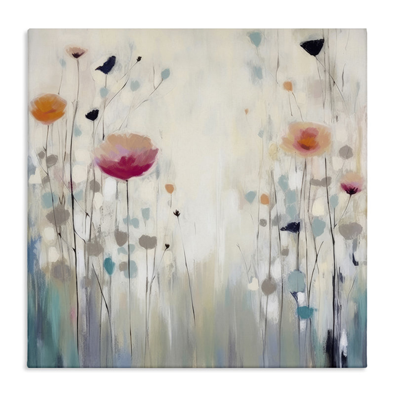 «Pastel Poppies», peinture sur toile par Irena Orlov, H 36 po x l 36 po x P 1,5 po