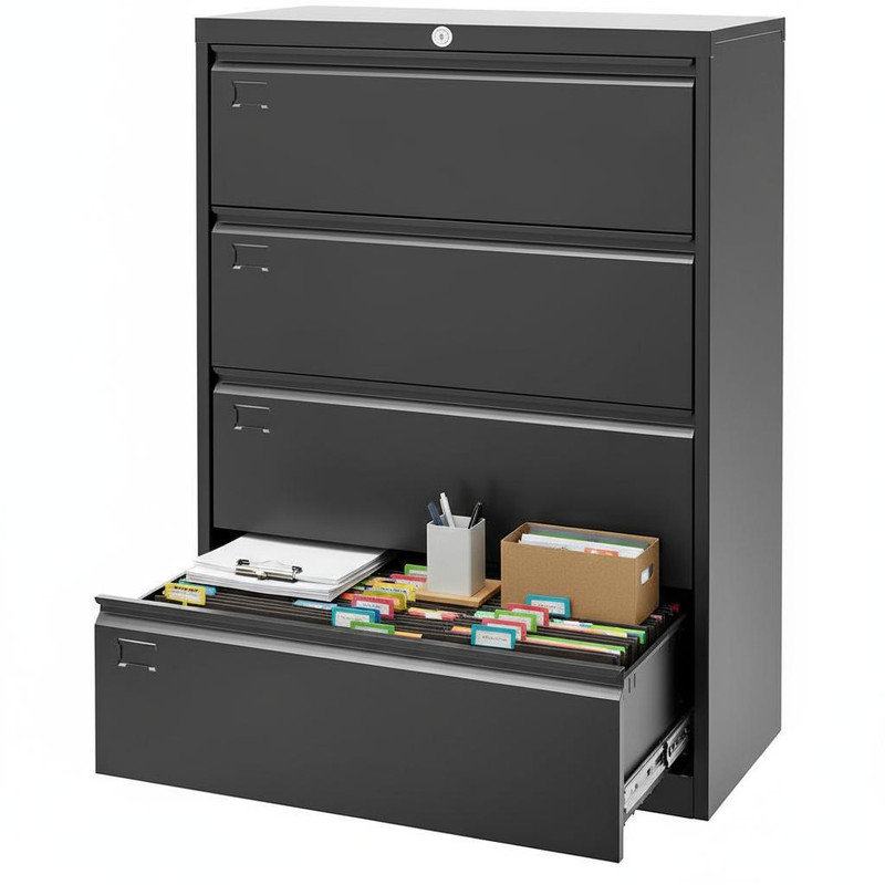 Classeur à 4 tiroirs, classeurs en métal, classeur avec serrure, classeur latéral pour dessous de bureau