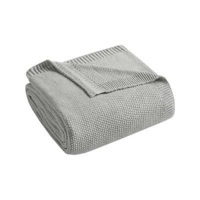 Bree Knit Grey Cottage Style All Season Lightweight Twin Blanket