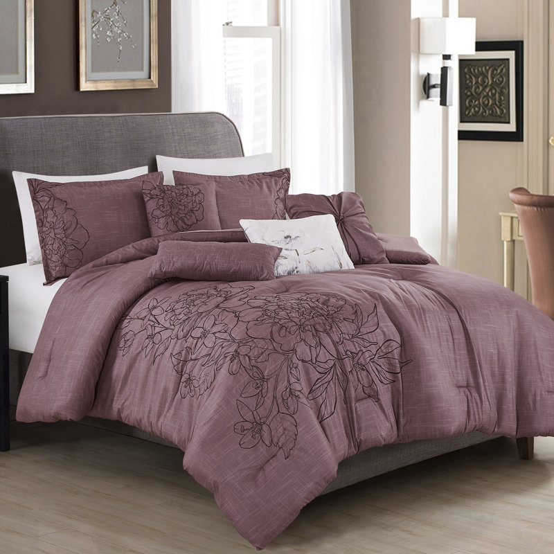 Polyester Floral Comforter, King Comforter + 6 Additional Pieces