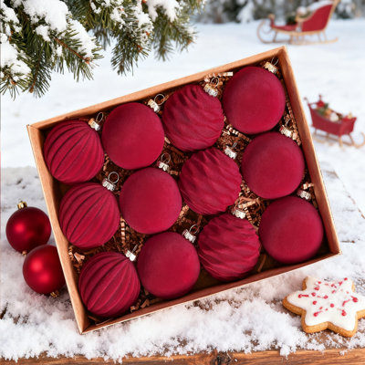12 pièces de boules de velours ornements d'arbre de Noël boules de velours, pour des décorations de fête de mariage de Noël