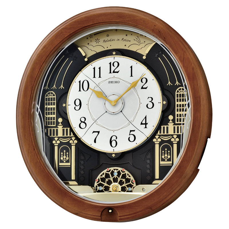 QXM383BRH Melodies In Motion Clock, Brown