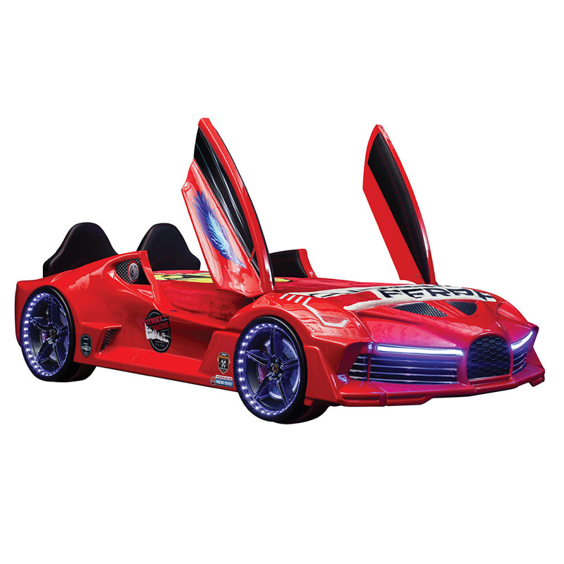 Kids Furniture Store Air Twin Size Car Bed W/Mattress Red, Red
