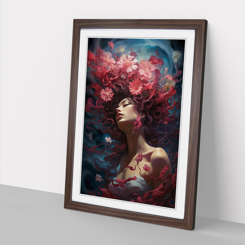 Single Picture Frame Print on Wood, Walnut Framed, 34cm H x 25cm W