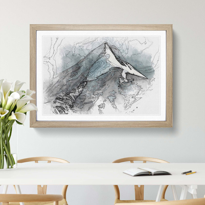 Snow Covered Mountain in India in Abstract - Picture Frame Graphic Art Print, 36cm H x 48cm W x 2cm D, Oak Framed