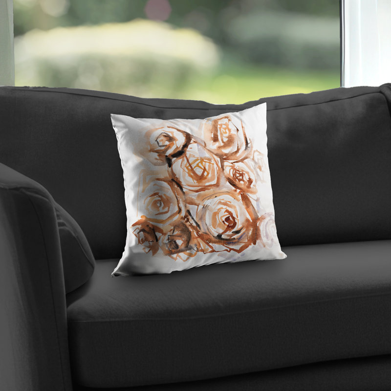 Abstract Roses with Sepia Style - Brown Poly Twill Throw