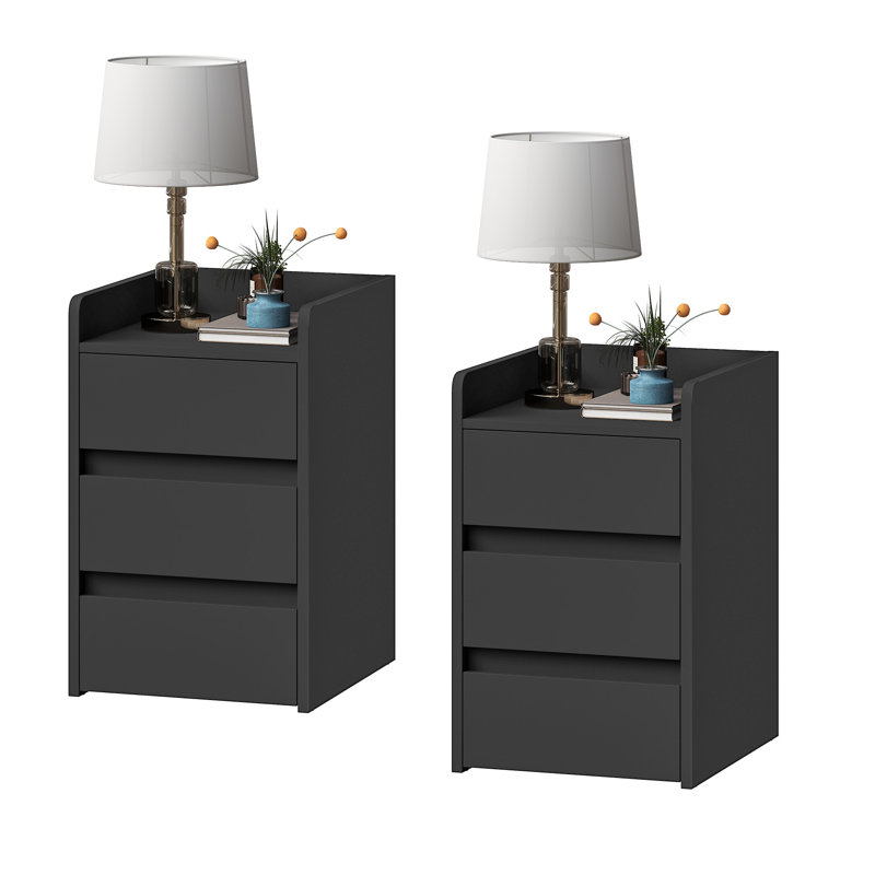 Set of 2 Bedside Table with 3-Drawer