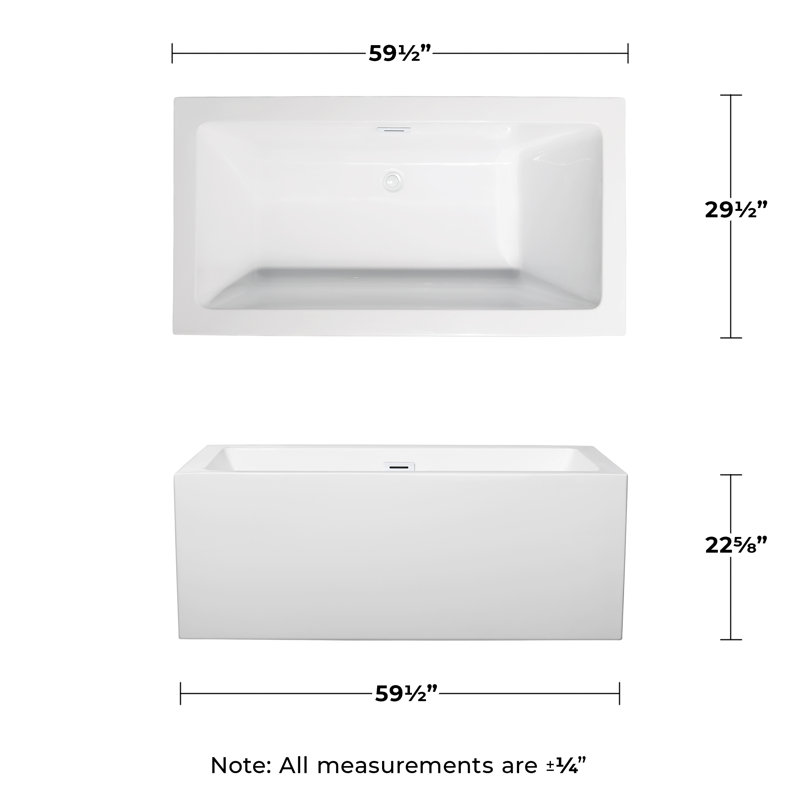 Melody 60'' x 30'' Soaking Acrylic Bathtub, Shiny White