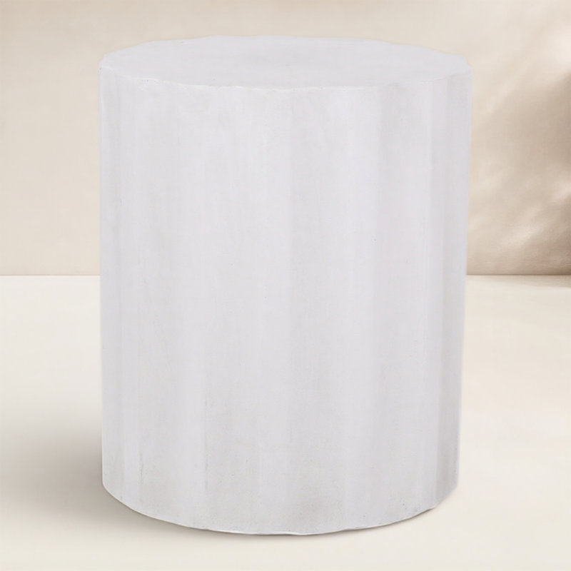 Coda Round Concrete Outdoor Side Table , 15.5'' in. W 15.5'' in. D, Antique  White