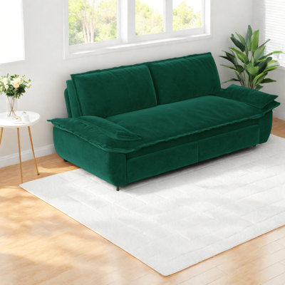 Multifunctional Velvet Queen Bed, Modern Green Sofa For Home