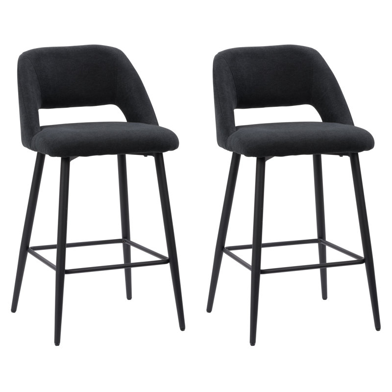 Nellia Upholstered Counter Stool, Black