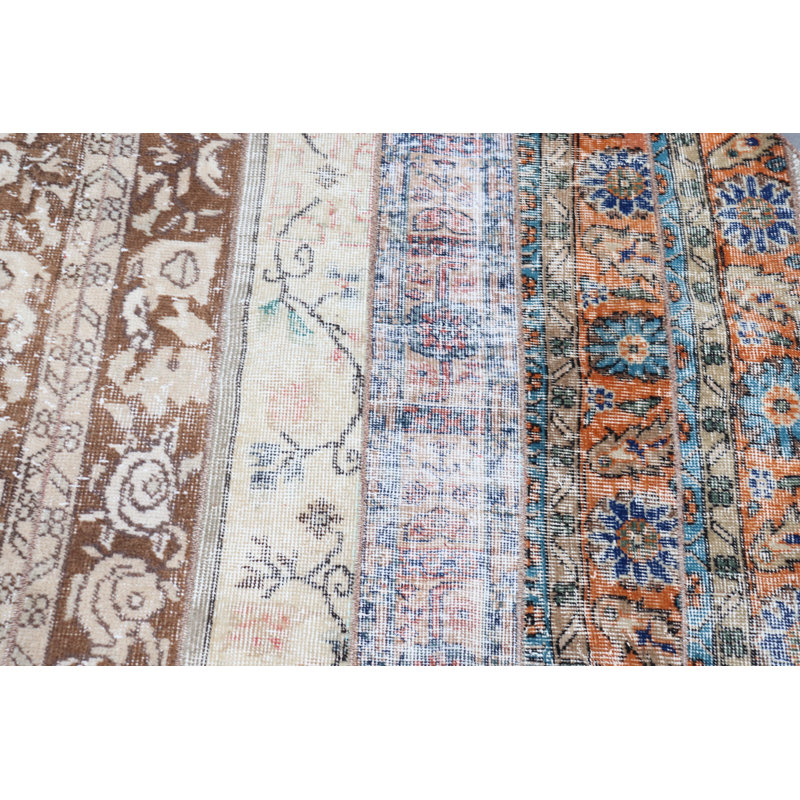 Tapis turc rond fait à la main Vintage Oushak - Tapis décoratif antique pour le salon