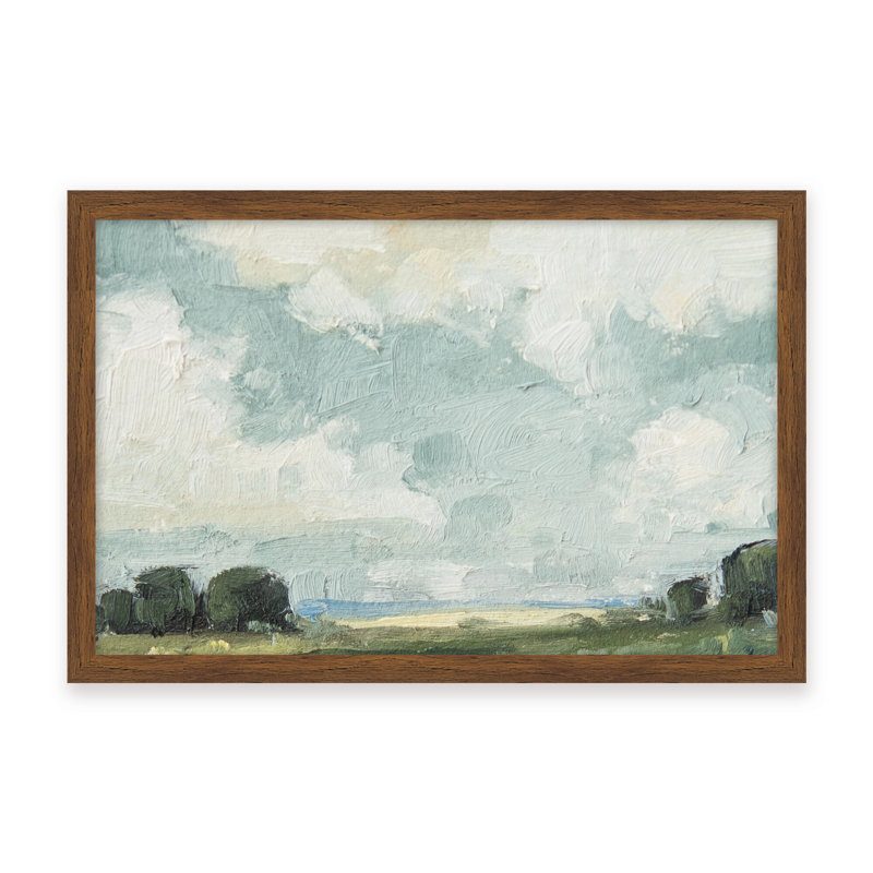 Nature Inspired Golden Meadows: A Serene Landscape Composition, 16" H x 24" W x 1.125" D, Framed Print, Brown