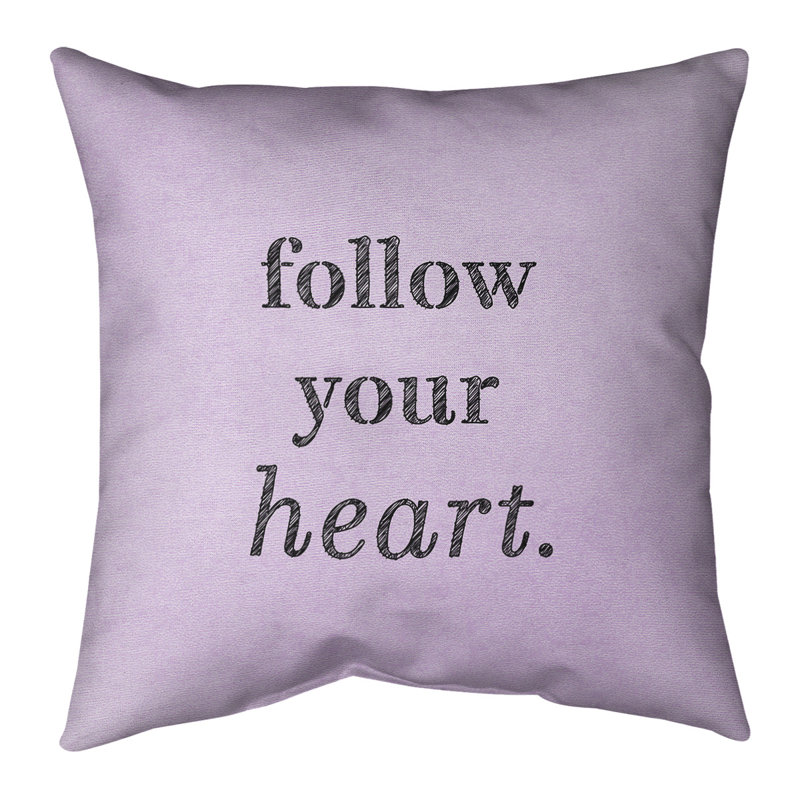 Coussin «Hand Your Heart», 26 po x 26 po, Mauve / Noir, Housse de coussin seulement - sans coussin