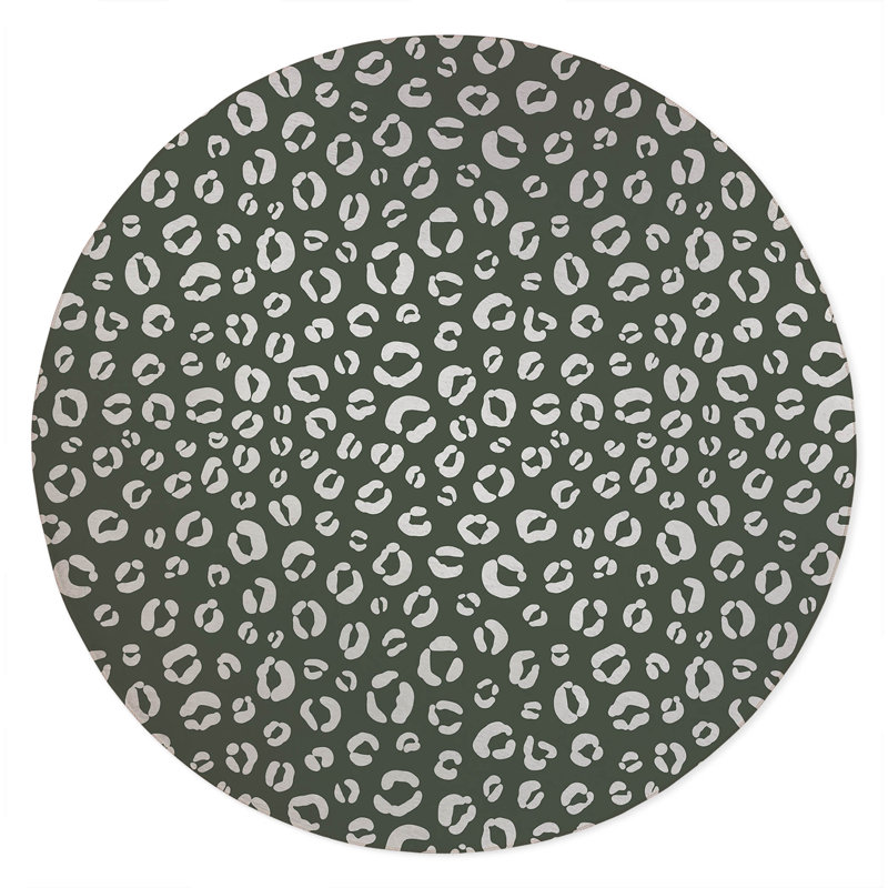 Leopard Play Non-Slip Outdoor Rug, Round 5'