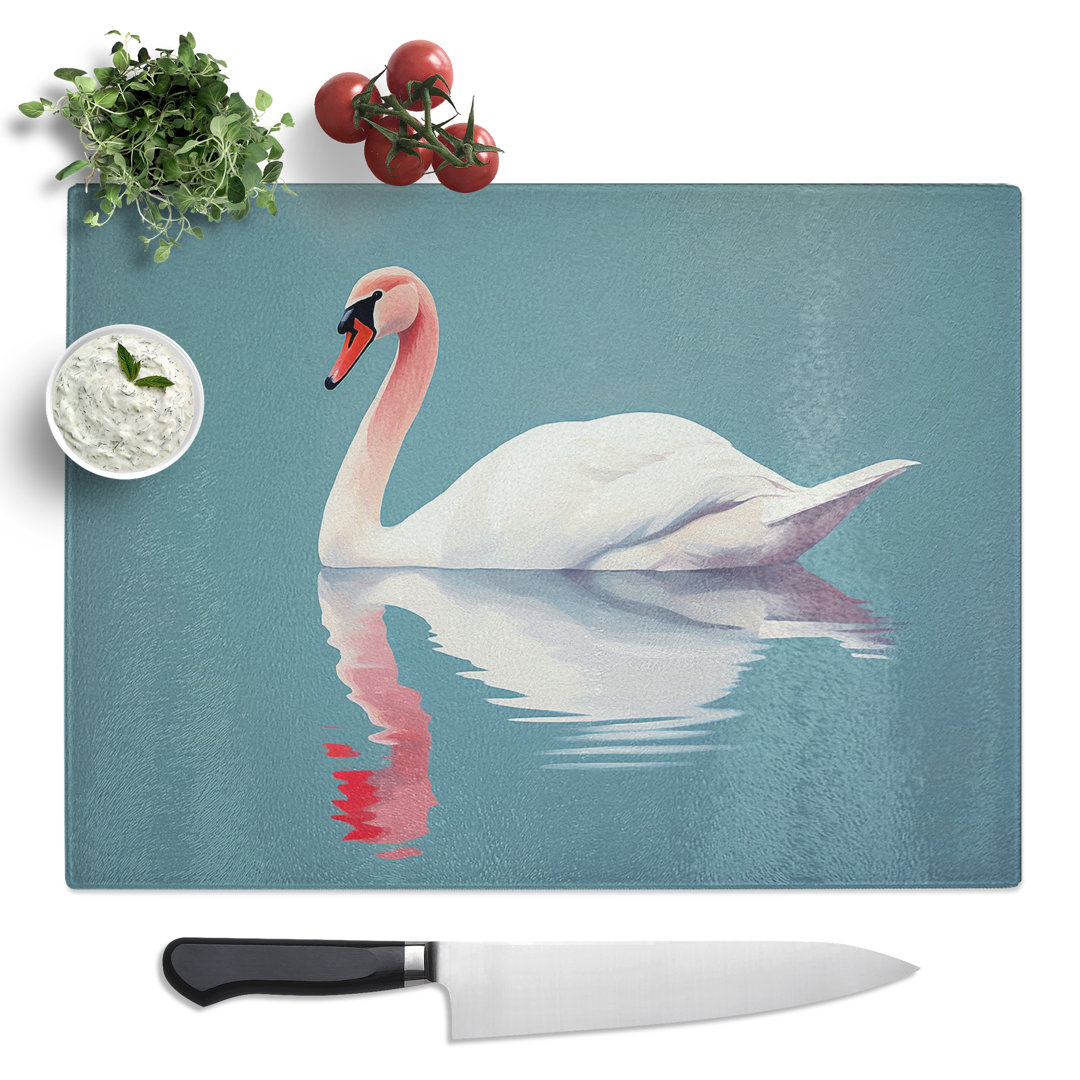 Swan Minimalism No.3  Glass Chopping Board