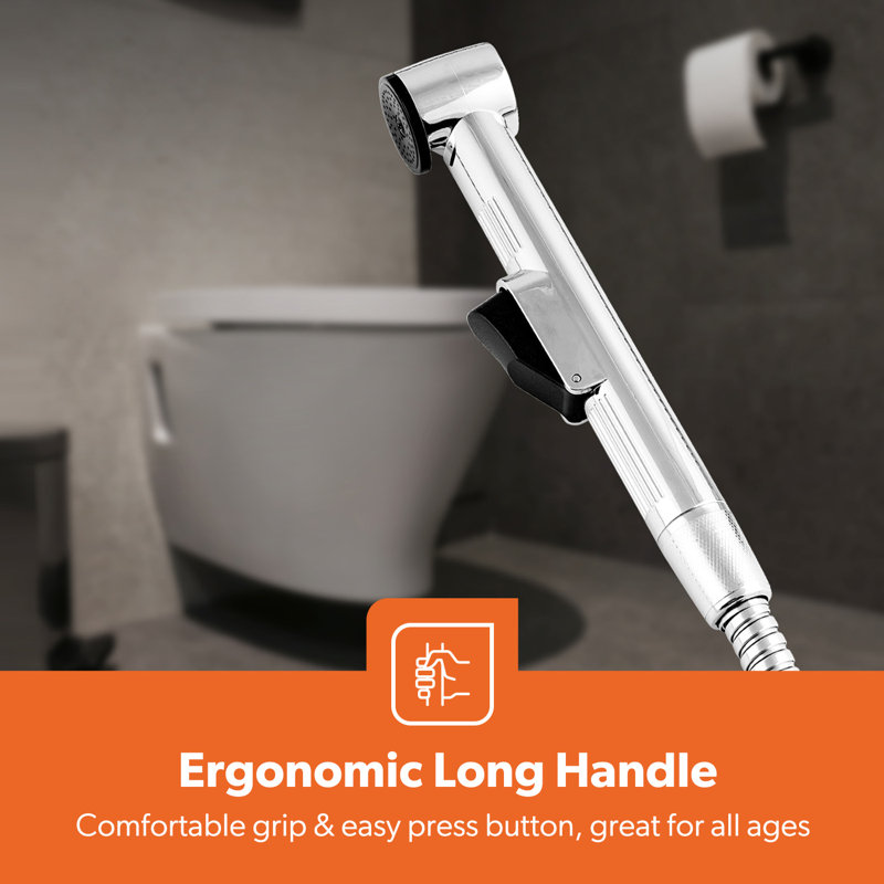 GEEPAS Hand Held Toilet Bidet Sprayer - Bathroom Shower Bidet Tap Spray, Shattaf Toilet Cleaning Faucet – Water Hose and Mounted Sprayer Holder Included - Douche Bidet Toilet Spray