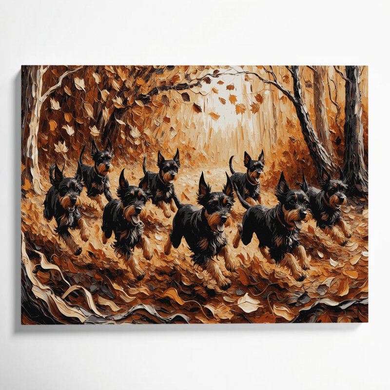 «Dogs Affenpinscher», art mural sur toile noire