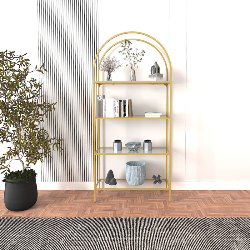 Baugus 175 cm H x 80 cm W Standard Bookcase, Gold