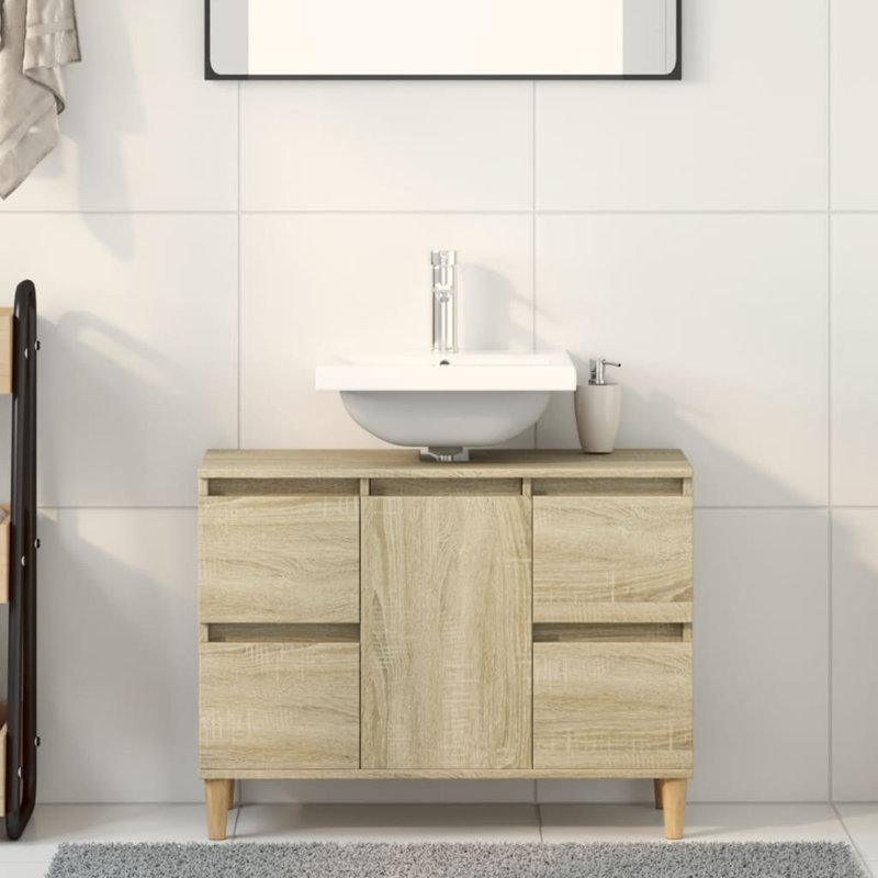 Tonsina Freestanding Bathroom Cabinet, Light Sonoma Oak/Natural