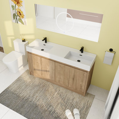 59.16'' Double Bathroom Vanity with Resin Top