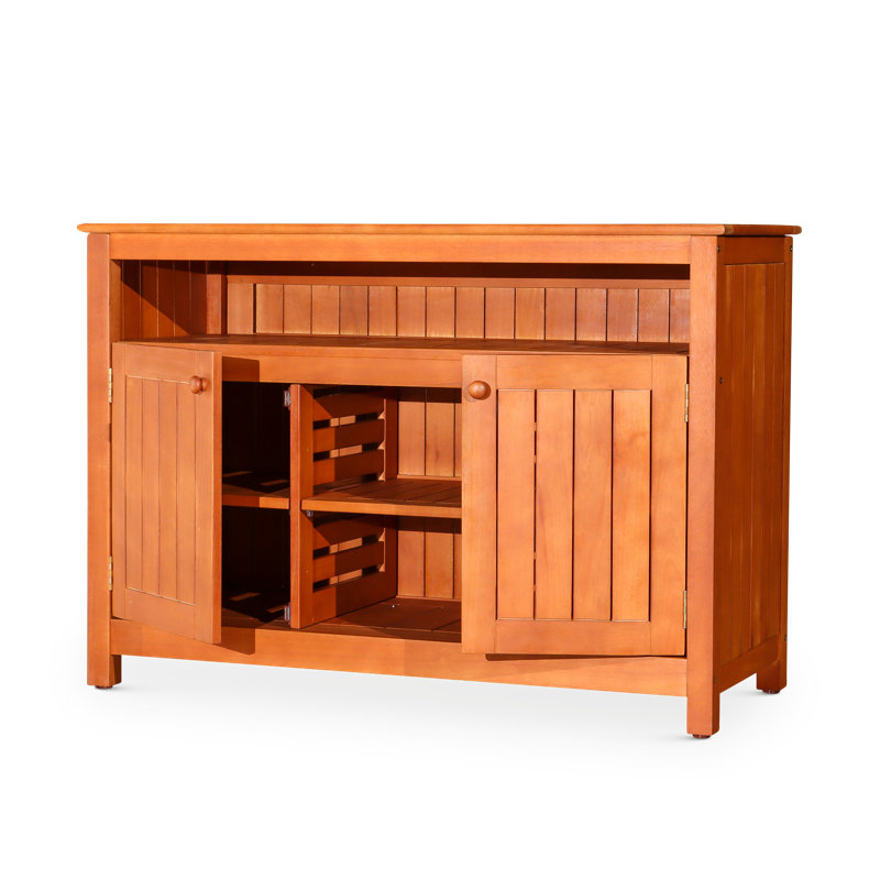Colaluca Rectangular Eucalyptus Outdoor Buffet & Console Table, Natural Oil