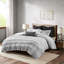 La taie décorative en coton gris / noir ajoute un flair décoratif pour rehausser la qualité de la literie-124315036