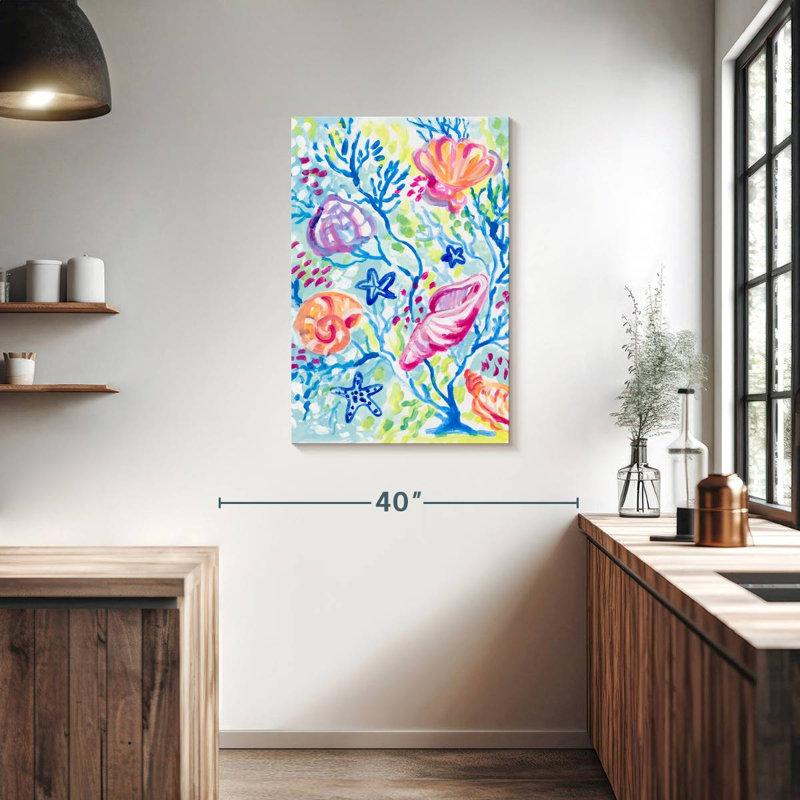 Brampt, coquillages dans le corail, H 36 po x l 24 po
