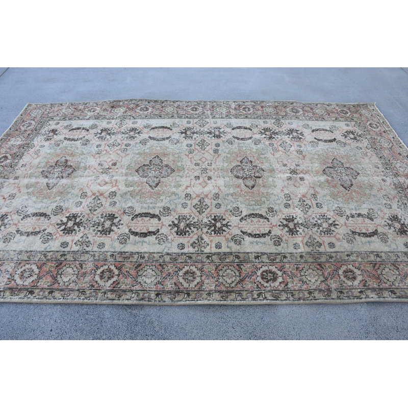 Vintage Wool Patchwork Rug, 66.9x109.1 Inch Beige Rug