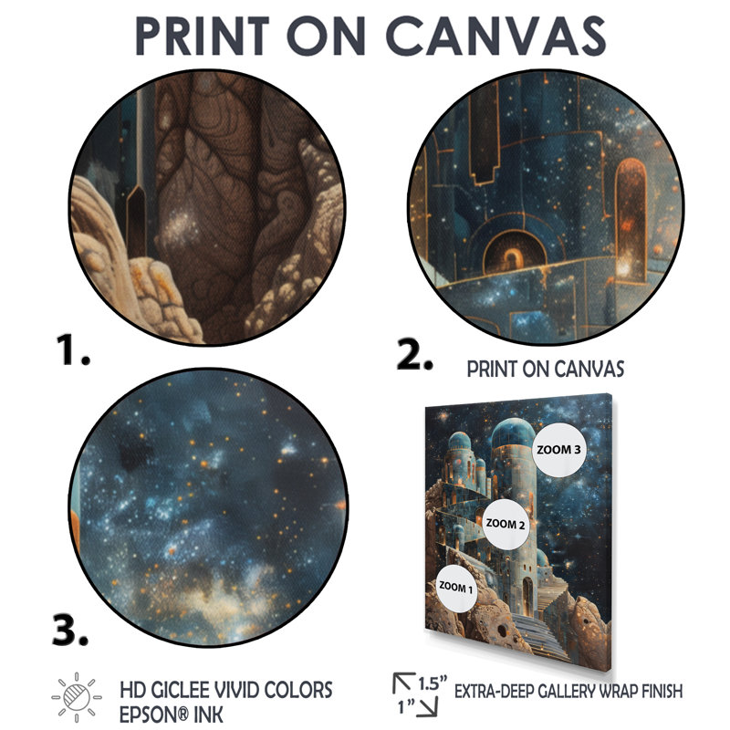 Rose, beige, espace, espace, observatoire, observatoires, art mural, salon, Canevas, H 34 po x l 44 po x P 1,5 po