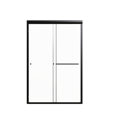 Porte semi-double coulissante, l 48 po x H 72 po, verre trempé, noir mat, élégant accessoire de salle de bain avec douche de l 44 po à 48 po