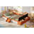 Queen Size Velvet Upholstered Daybed with Stairs & Gas Lift Storage Ottoman, Contrast Color, Padded Guardrails-129865550-129865551