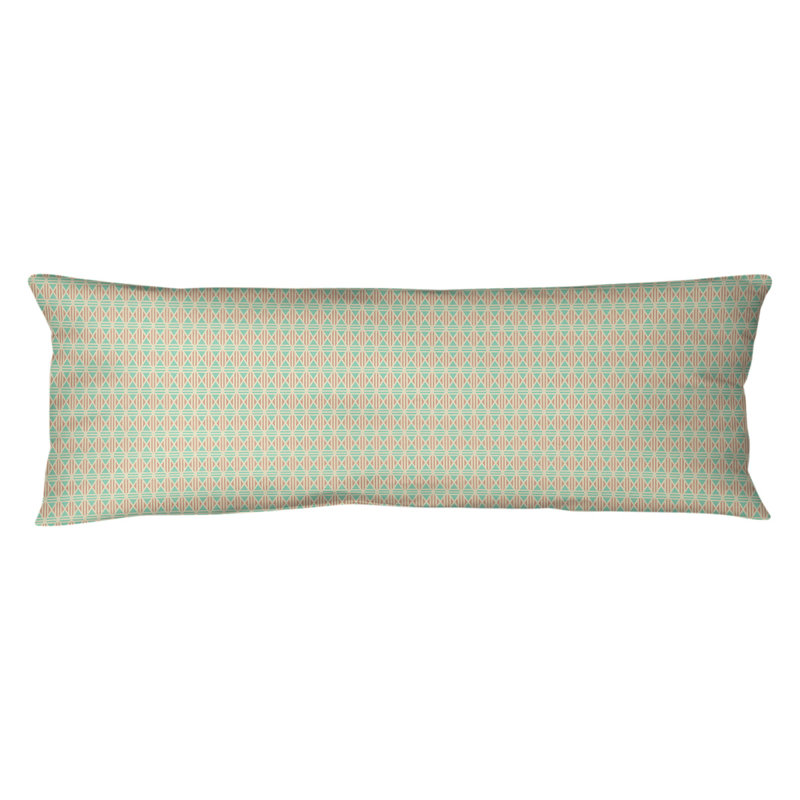Coussin lombaire Katelyn Elizabeth, Bourre en polyester, Sarcelle / orange, Molleton moelleux