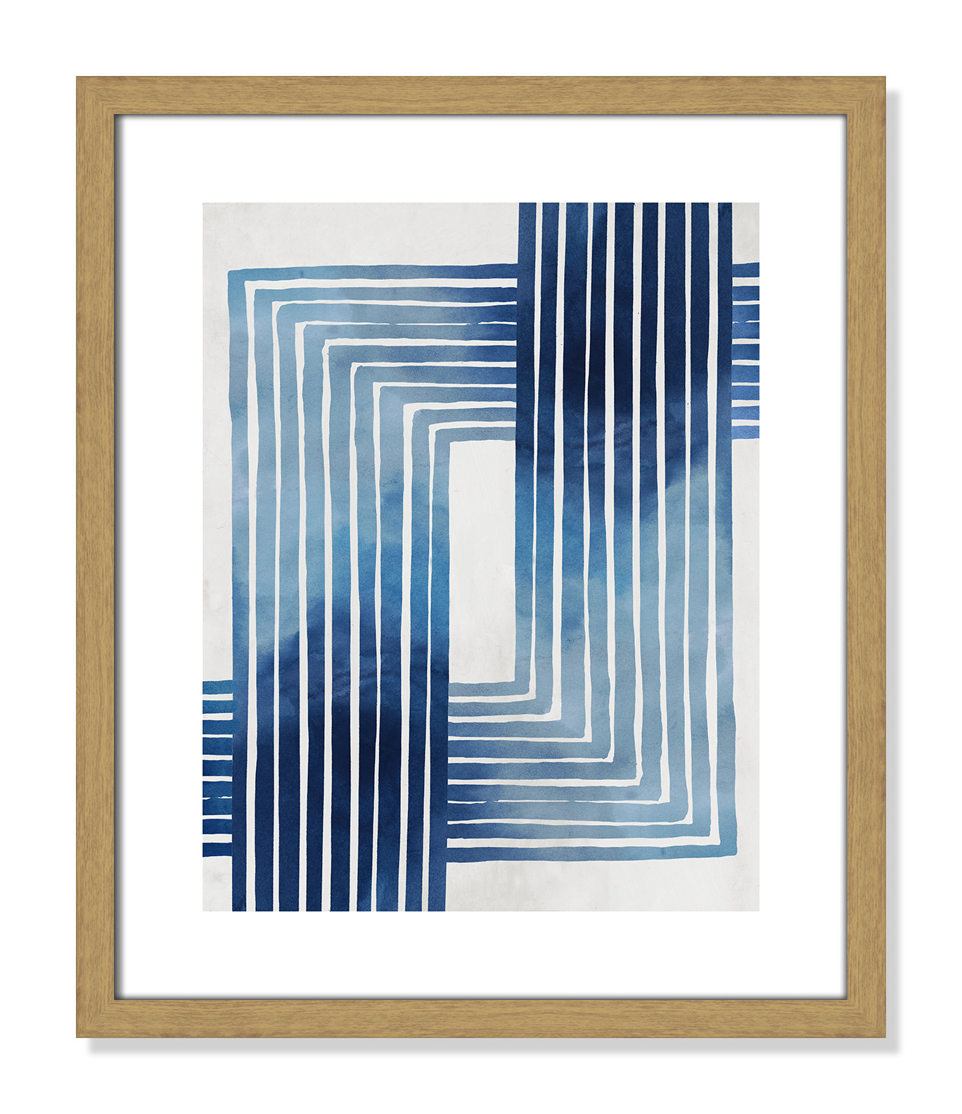 Lanny "In Unison" Painting by Eva Watts, Beige Wood Framed Paper, 19" H x 16" W x 0.75" D