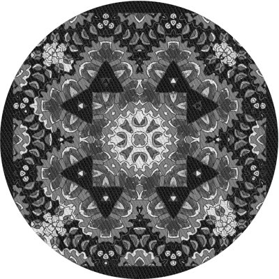 Laine tissée à la machine de style oriental et polyester noir/gris Tapis décoratif