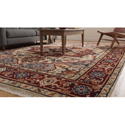 Tapis médaillon en laine noué à la main sophistiqué ivoire Radiant