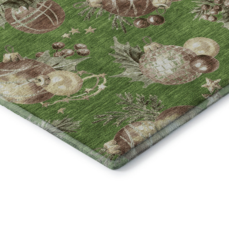 Tapis boules de Noël lavable à la machine de qualité supérieure AMF1828, Rectangle 5 pi x 7 pi 6 po