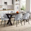  Modern Minimalist Horseshoe Velvet Dining Chair - Upholstered Hollow Back Chair - Black Metal Legs-641309014