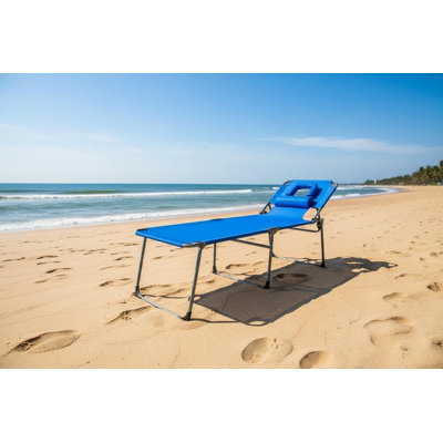 Fauteuil de bronzage avec chaise longue de plage pliable, dossier réglable à 5 positions, coussin et poche latérale, chaise longue portable