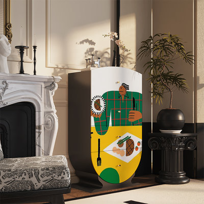 French modern illustration style decor cabinet