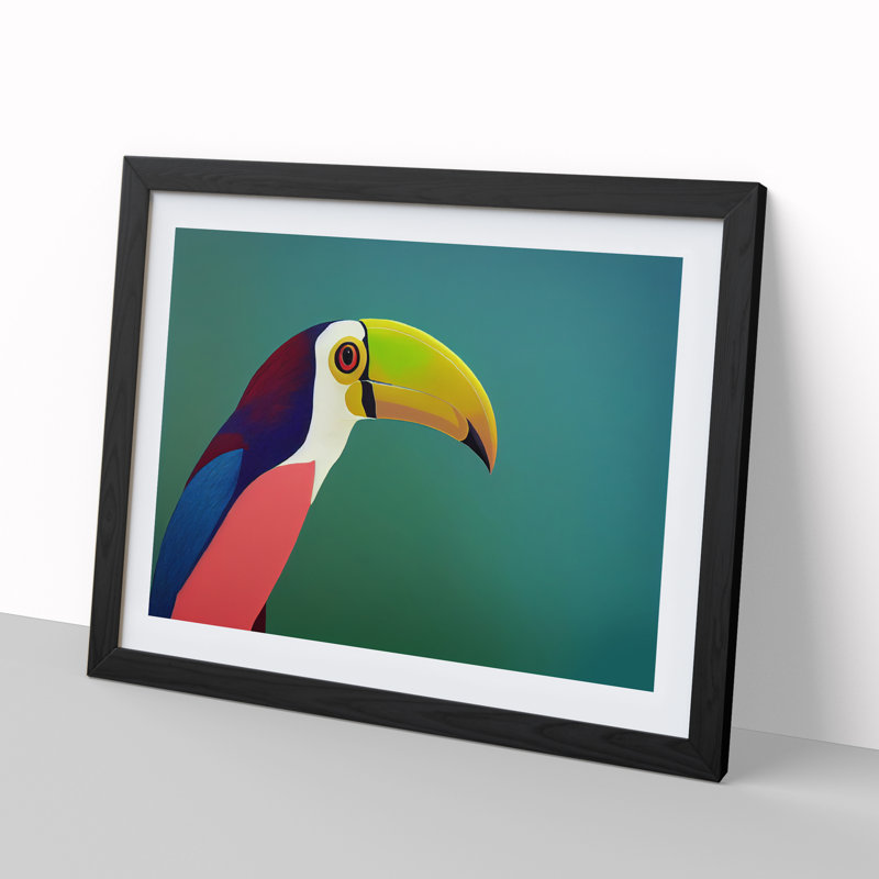 Toucan Bird Abstract Vol.2 1 Piece Single Picture Frame Painting, 34cm H x 46cm W x 2cm D, Black Framed